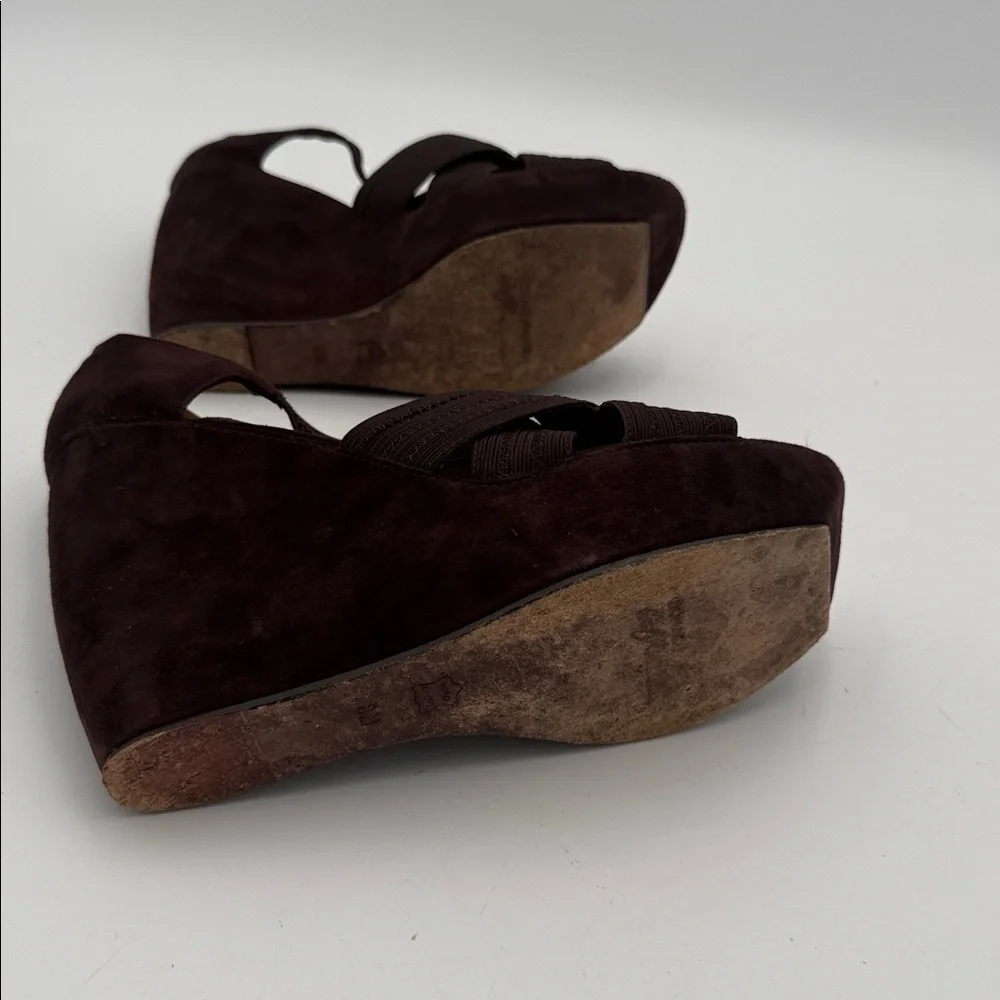 Donald J. Pliner lawney Dark Brown Wedge Sandals women 8M suede event goth Y2K
